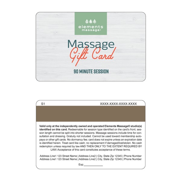 Standard T Cards 90 Minute Elements Massage T Cards