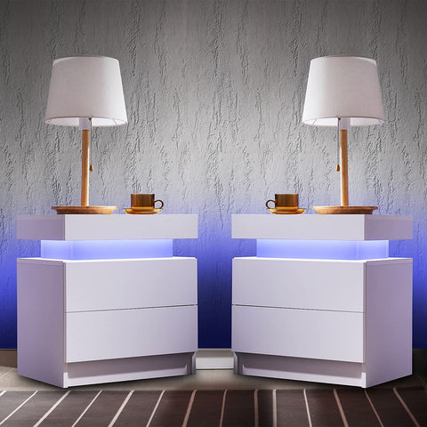 Bedroom-Furniture-Sets-Sets-of-2-White-High-Glass-Nightstand-Bedside-Table-with-2-Drawers-RGB-LED-Light