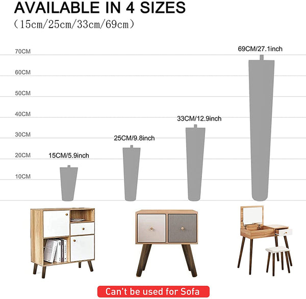 Cosmo 4pcs Round Taper Solid Wood Table Legs | CLIPOP