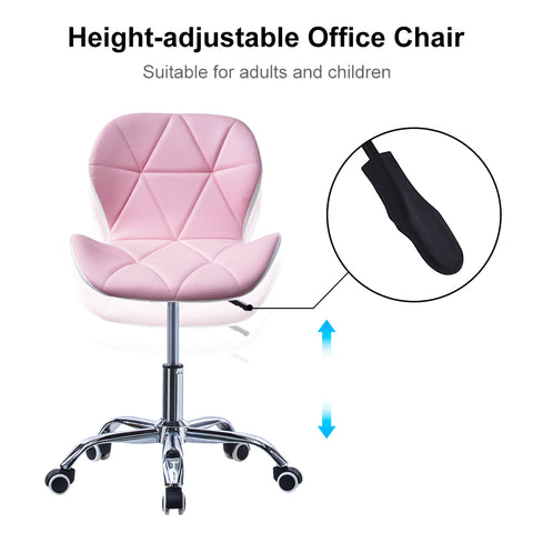 Pink Adjustable Swivel Home Office Desk Chair Leather Seat | CLIPOP