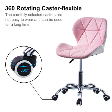 Pink Adjustable Swivel Home Office Desk Chair Leather Seat | CLIPOP