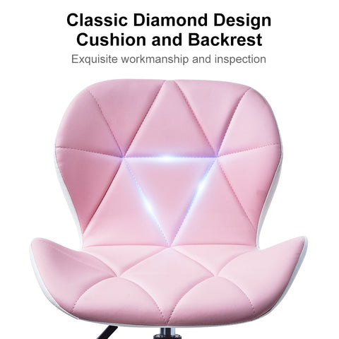 Pink Adjustable Swivel Home Office Desk Chair Leather Seat | CLIPOP