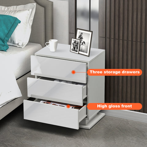 Mario Bedside Table 3 Drawers Nightstand with LED Light | CLIPOP