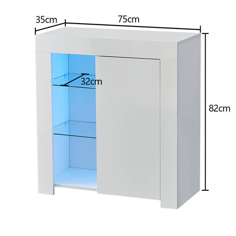 White High Gloss Buffet Cupboard Kitchen Storage Cabinet | CLIPOP