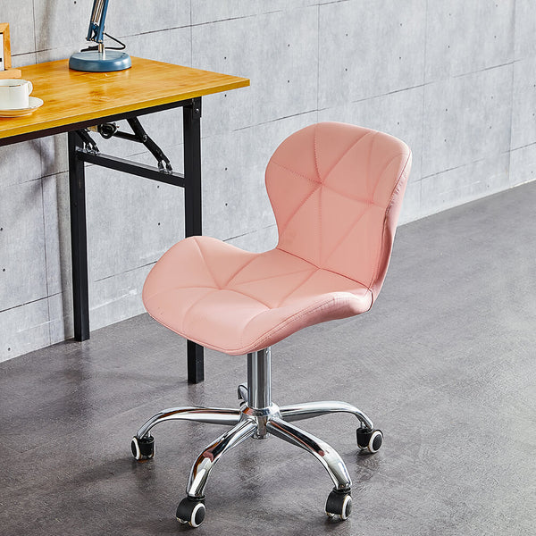 This office chair offers the comfort you need for your home workspace in a design that brings a pop of colour and personality to your space. It stands on five caster wheels and includes height adjustment. The seat has thick, comfortable padding with an eye-catching geometric design. It has a high back and ergonomic shape for long periods of sitting, and it is available in a range of vibrant colours.  Grey Adjustable Swivel Office Chairs with Wheels Chrome Legs | CLIPOP Detail Grey Adjustable Swivel Office Chairs with Wheels Chrome Legs | CLIPOP Model	Luella Color	Grey Material	Faux Leather Filler	Foam Overall Length(cm)	52 Overall Width(cm)	48 Overall Height(cm)	74~85 Seat Height(cm)	41~42 Weight Capacity(kg)	100 Weight(kg)	6 Feature	Adjustable, with Wheels Number of Items	1 Assembly Required	Yes