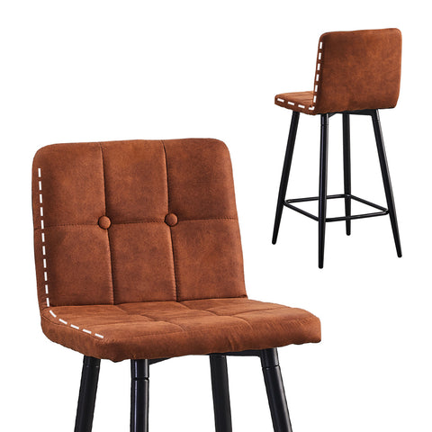 Set of 2 Faux Leather Bar stools,Kitchen Counter Chairs With Button Tufting,Seat Height 65cm