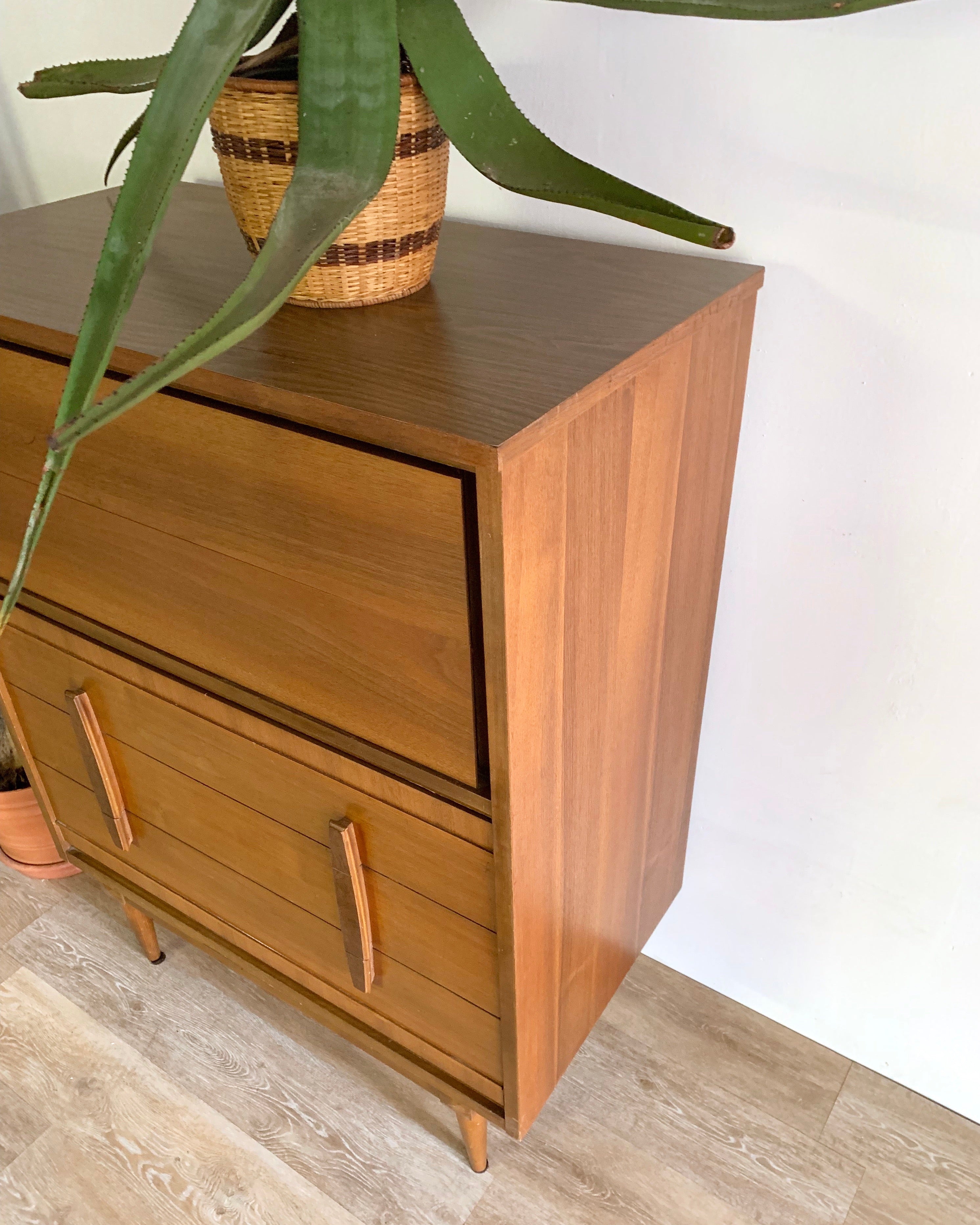 Tall MidCentury Dresser with four drawers Home and Closet Vintage