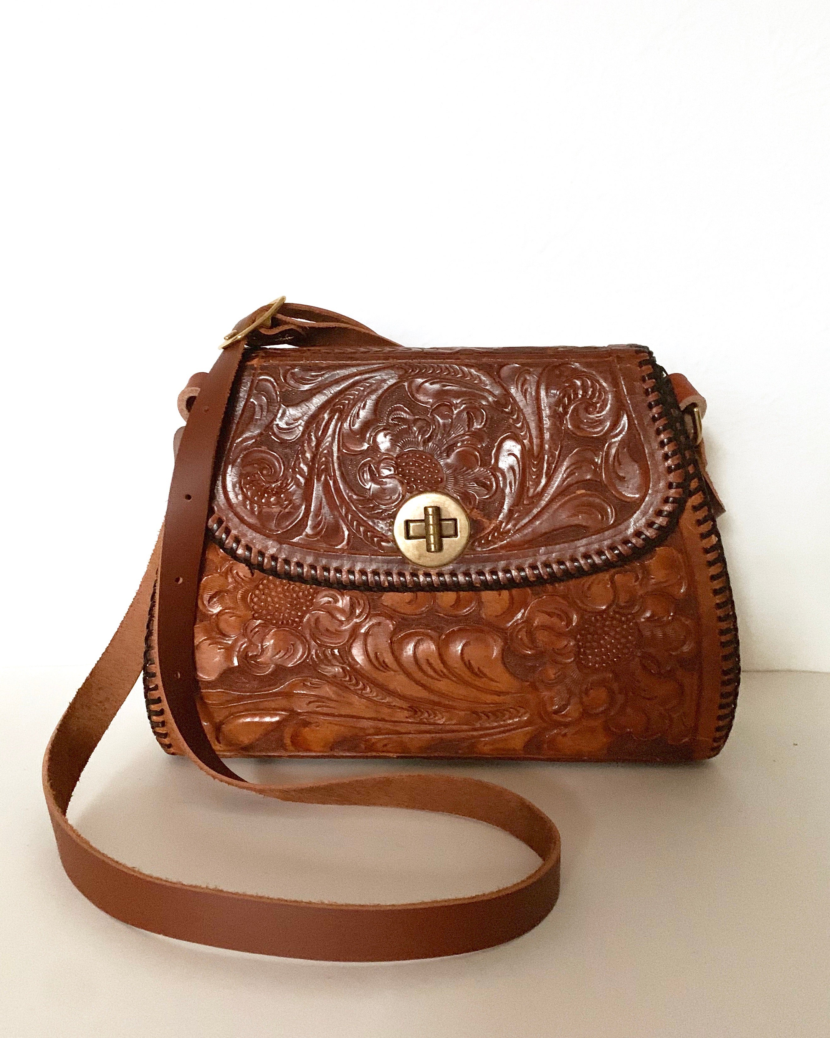 vintage leather tooled purse