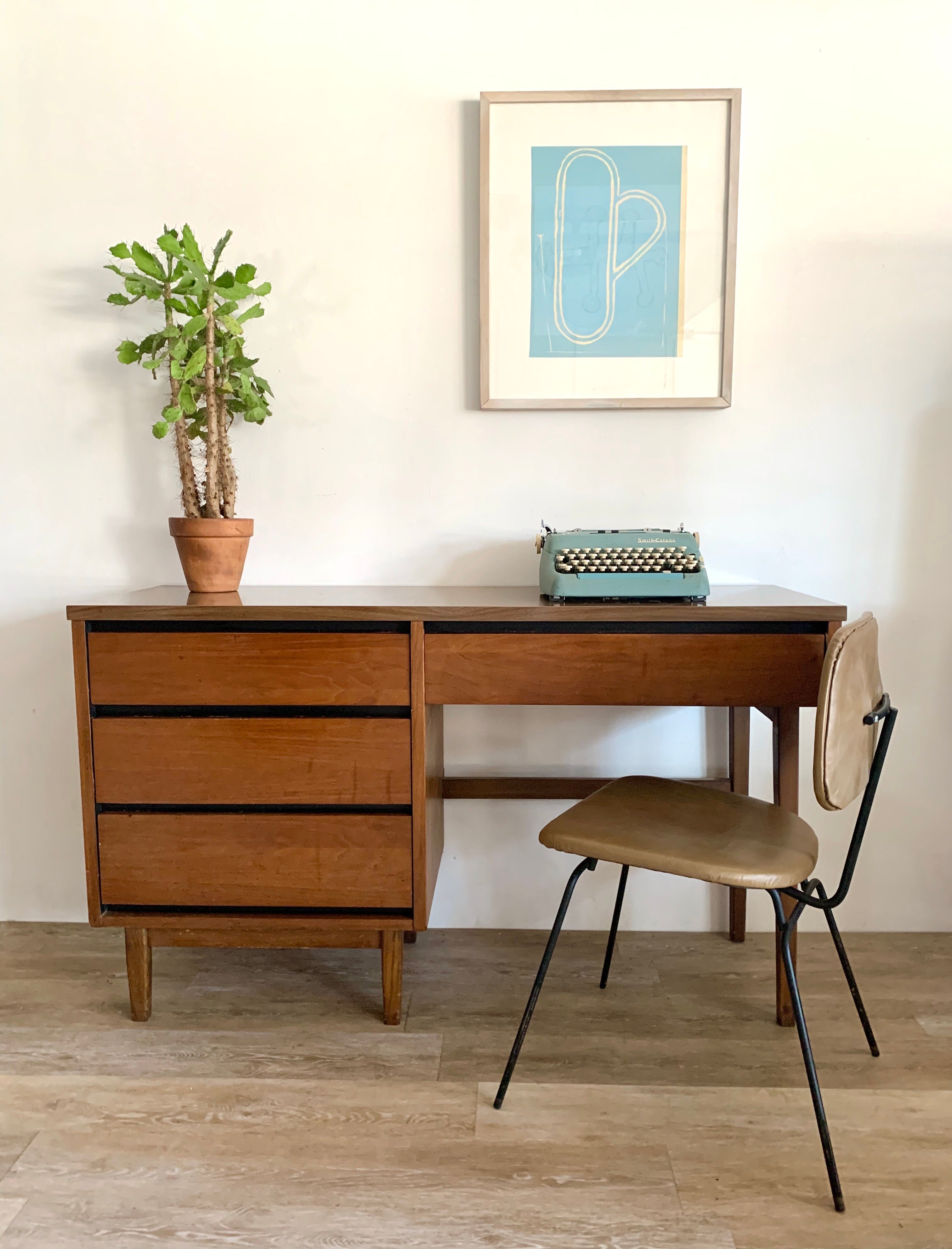 desk with a glass top