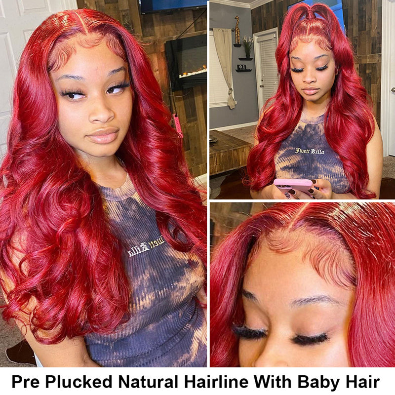 red lace frontal sew in