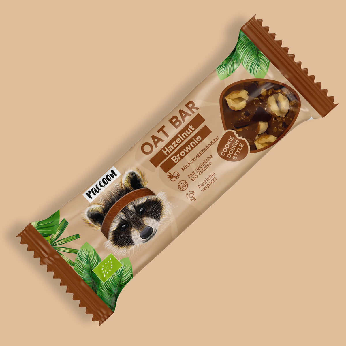  raccoon OAT BAR veganer Haferriegel Müsliriegel bio vegan plastikfrei Hazelnut Brownie