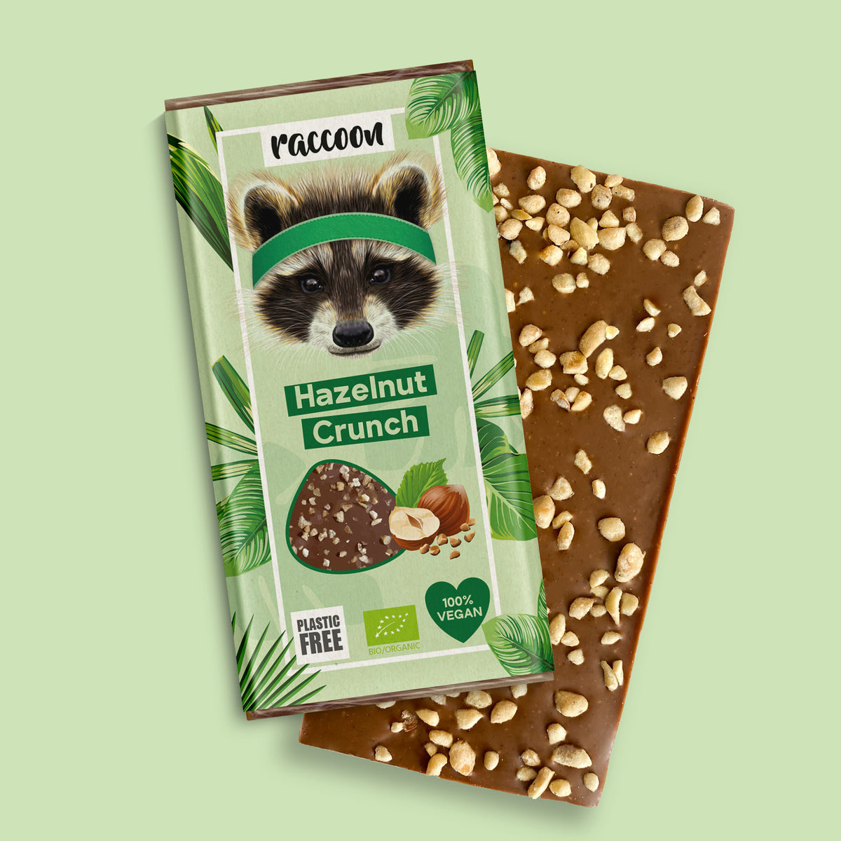 raccoon vegane Schokolade Bio Vegan Plastikfrei Hazelnut Crunch