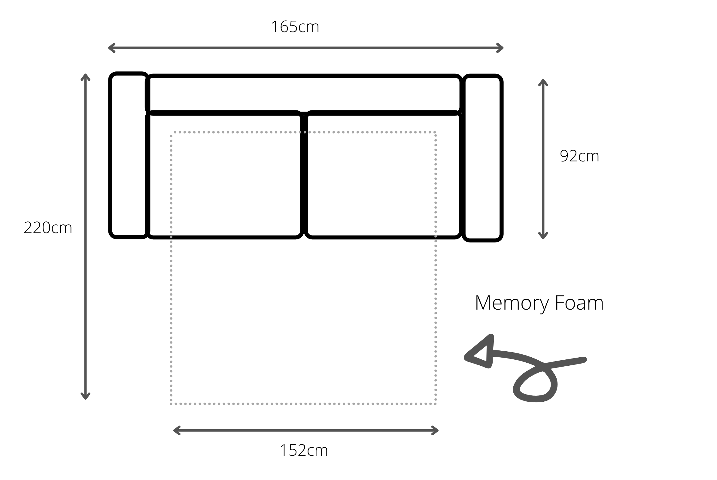 width of sofa bed