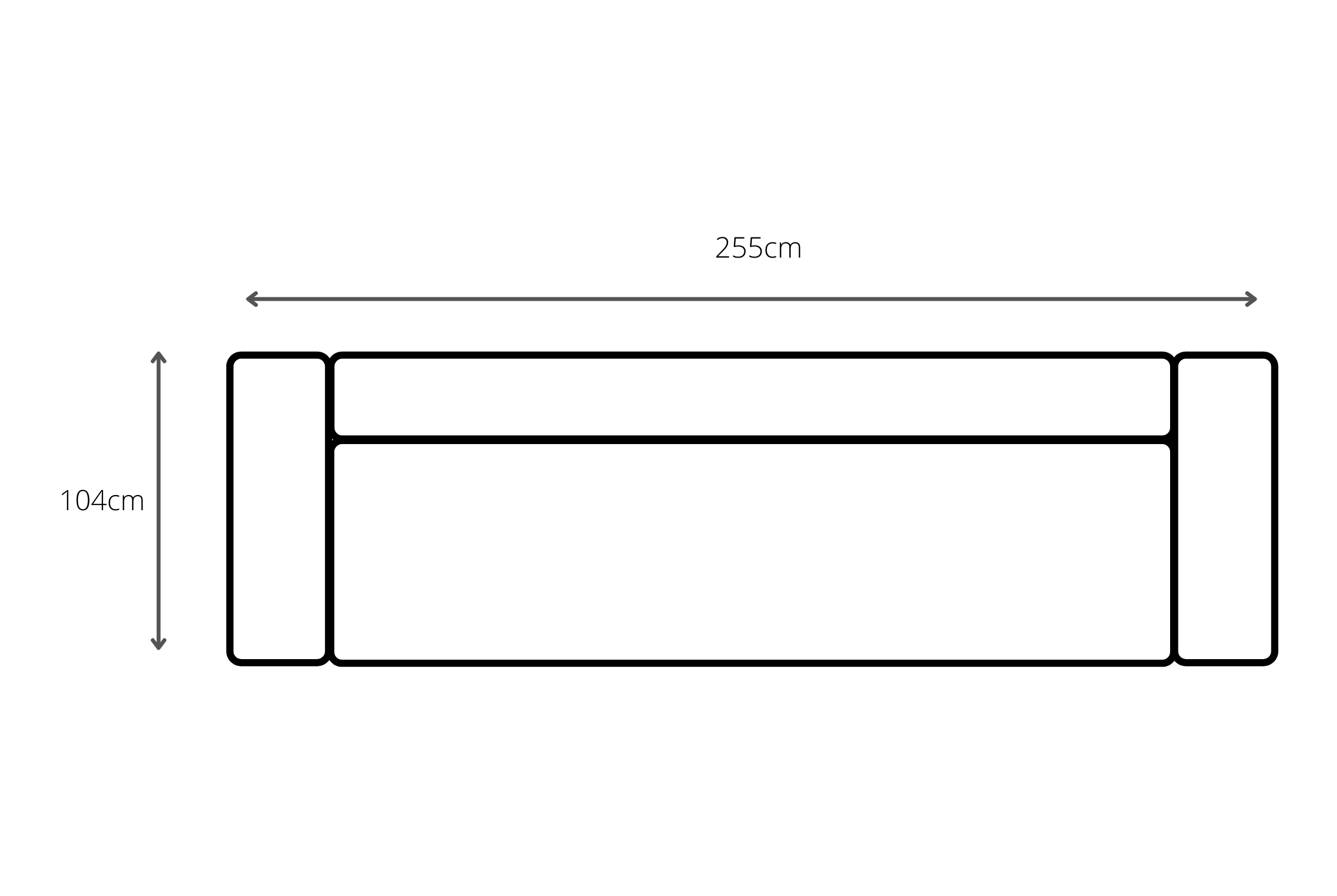 Baree 3.5 Seater Sofa Dimension - 255cm x 104cm