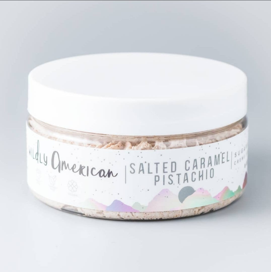 Wildly American Salted Carmel Pistachio Whipped Cream Soap Scrubs Press on Nails Self Care Accessories