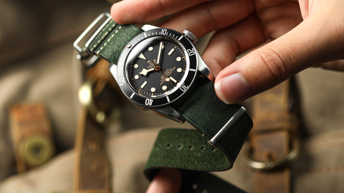 Green Camouflage Ostrich leather watch strap General style