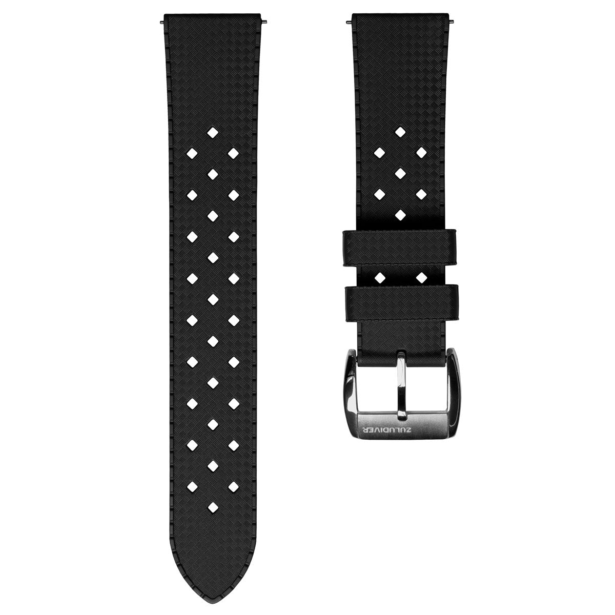 AquaTropic Rubber Watch Strap (MKII) - Abyss Black - ZULUDIVER product image