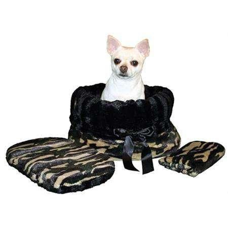 Black Chevron Reversible Snuggle Bugs Pet Bed, Bag and Car Seat in One