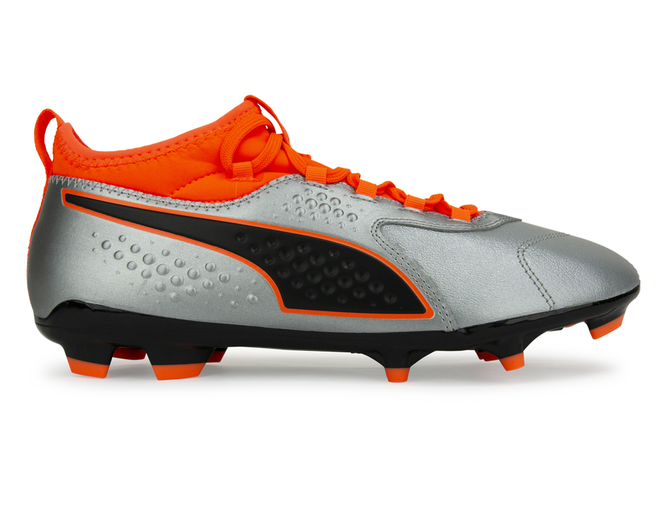 Puma Men S One 3 Leather Fg Silver Orange Black Azteca Soccer