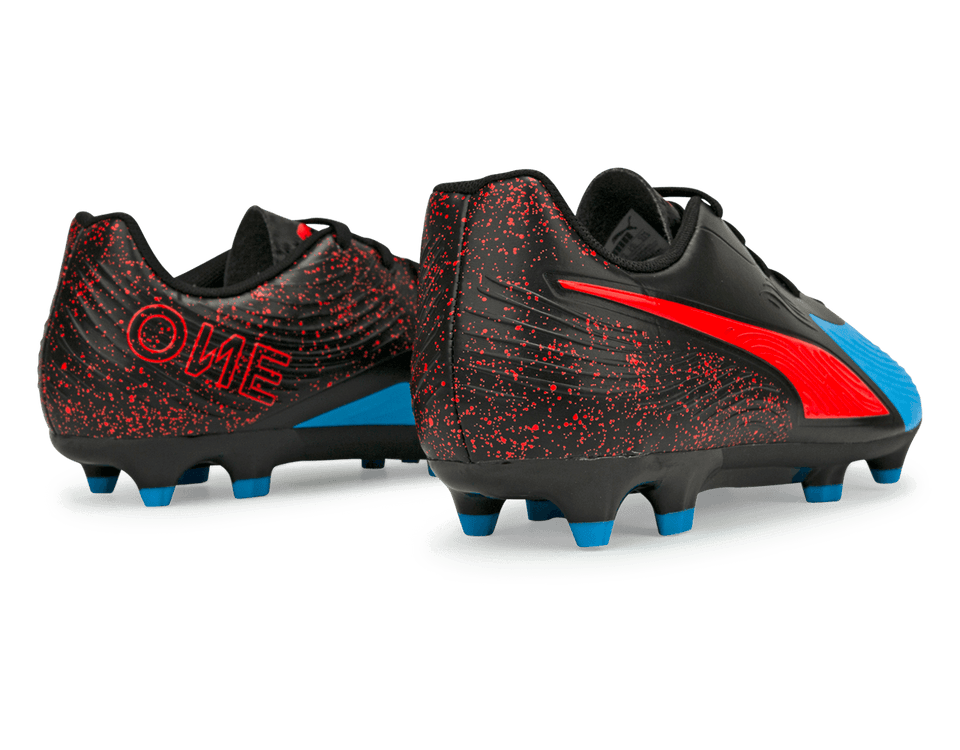 Puma Kids One 19 4 Fg Ag Bleu Azur Red Blast Azteca Soccer