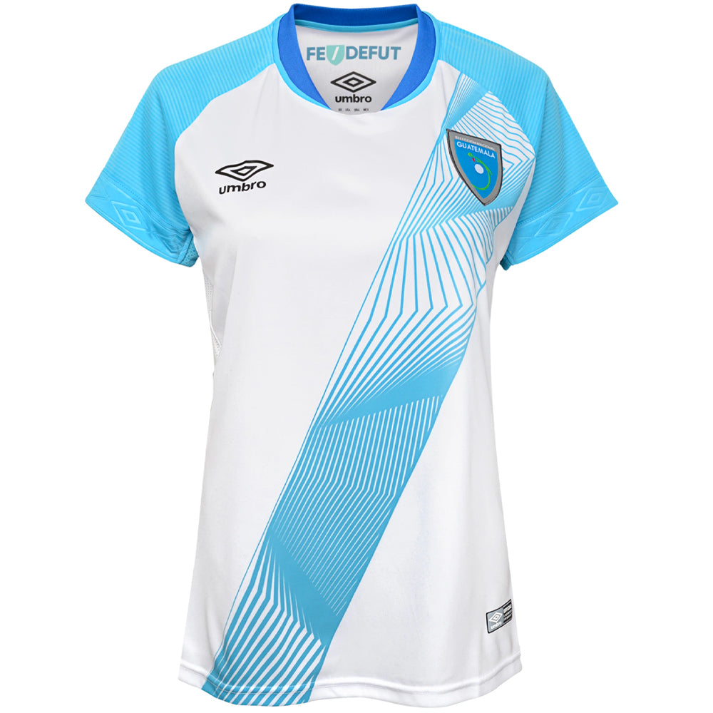 Umbro Women's Guatemala 19/20 Home Jersey White/Sky Blue Azteca Soccer