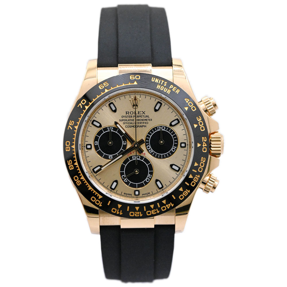 Rolex Daytona 18K Yellow Gold 40mm Champagne Chronograph Dial Watch Reference# 116518LN Jewelers