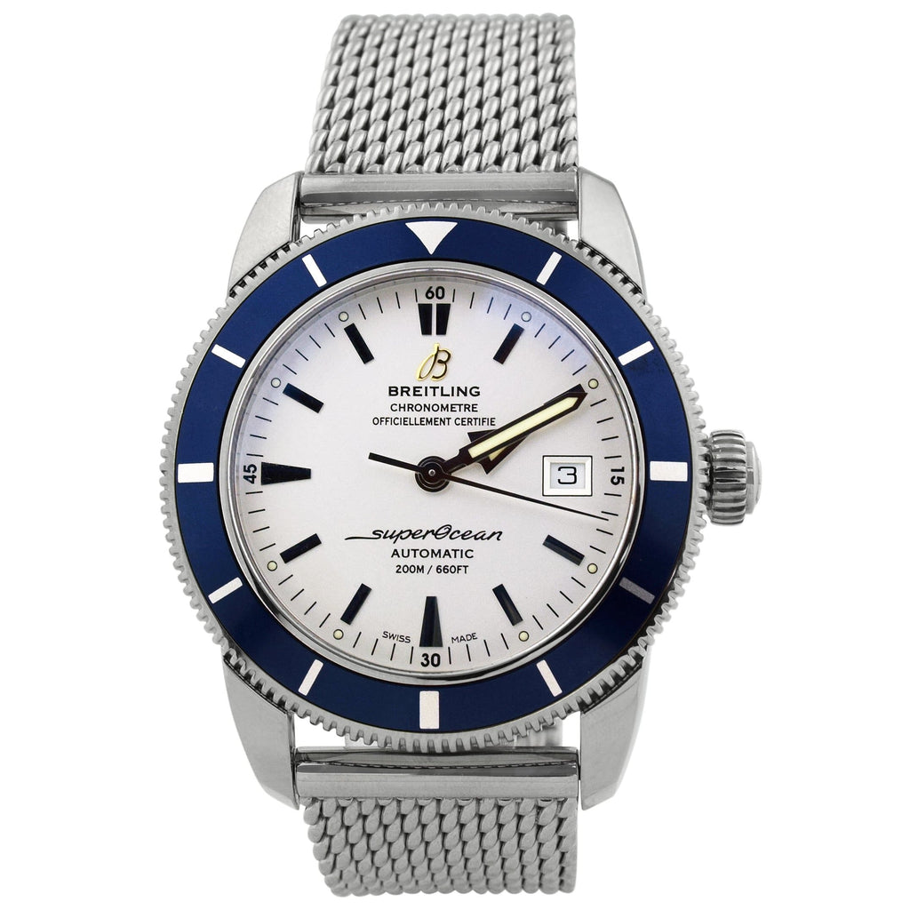Breitling Mens Superocean Heritage Stainless Steel 42mm White Stick ...
