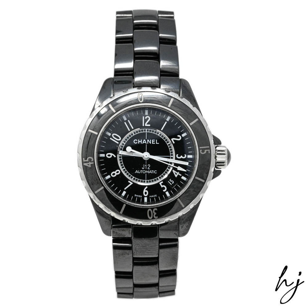 Chanel Ladies J12 Black Ceramic 38mm Black Diamond Dot Dial Watch Refe –  Happy Jewelers