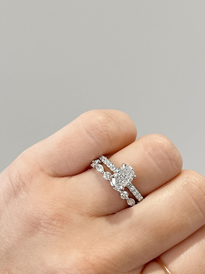 oval engagement ring with wedding band