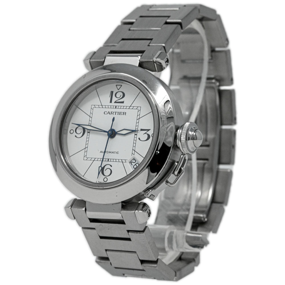 Cartier Unisex Pasha C Stainless Steel 35mm Silver Toned Arabic Dial Watch Reference #: W31074M7 - Happy Jewelers Fine Jewelry Lifetime Warranty