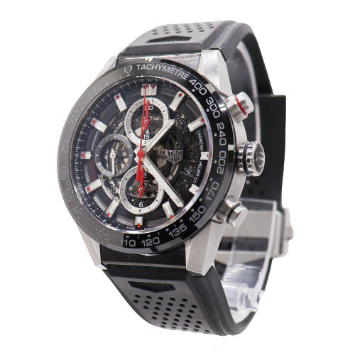 Tag Heuer Men's Carrera Calibre Heuer 01 Stainless Steel 43mm Skeleton  Chronograph Dial Watch Ref#  | Happy Jewelers