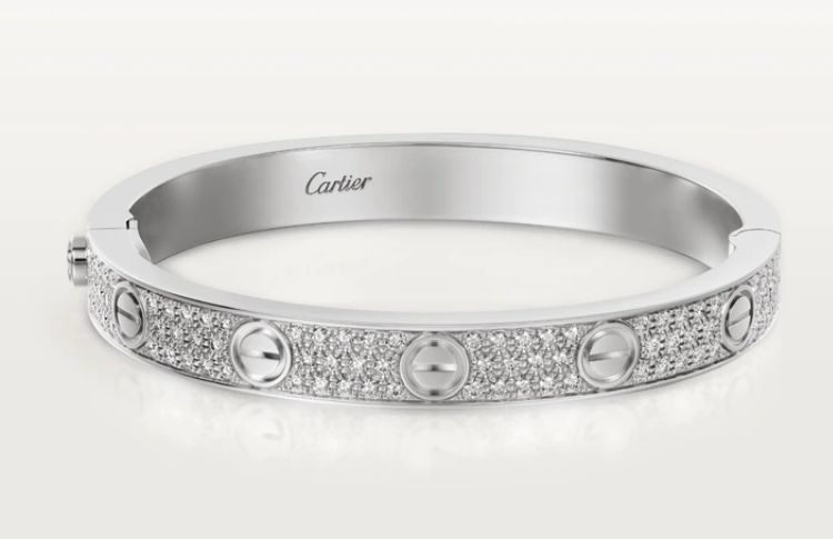 White Gold Cartier Love Bracelet Paved Happy Jewelers