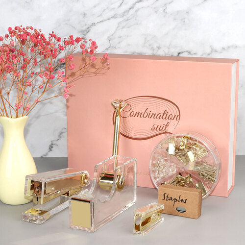 Acrylic Rose Gold Desk Organizer Set(5PC) – MultiBey - For Your Fashion  Office