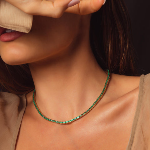 The Serena Tennis Necklace in Emerald