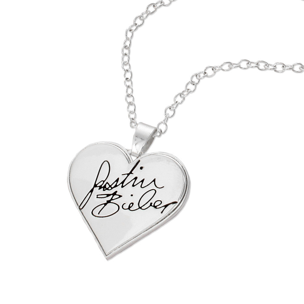 i heart justin bieber necklace