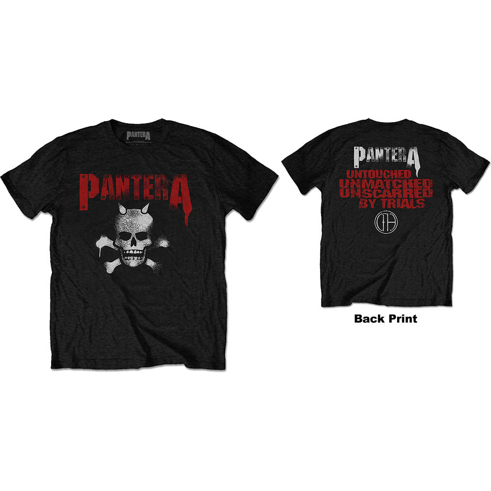 PANTERA Attractive T-Shirt, Horned Skull Stencil | Authentic Band Merch