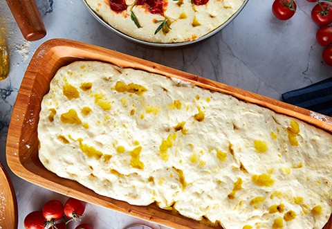 wooden dough bowl and french rolling pin are perfect for the home baker