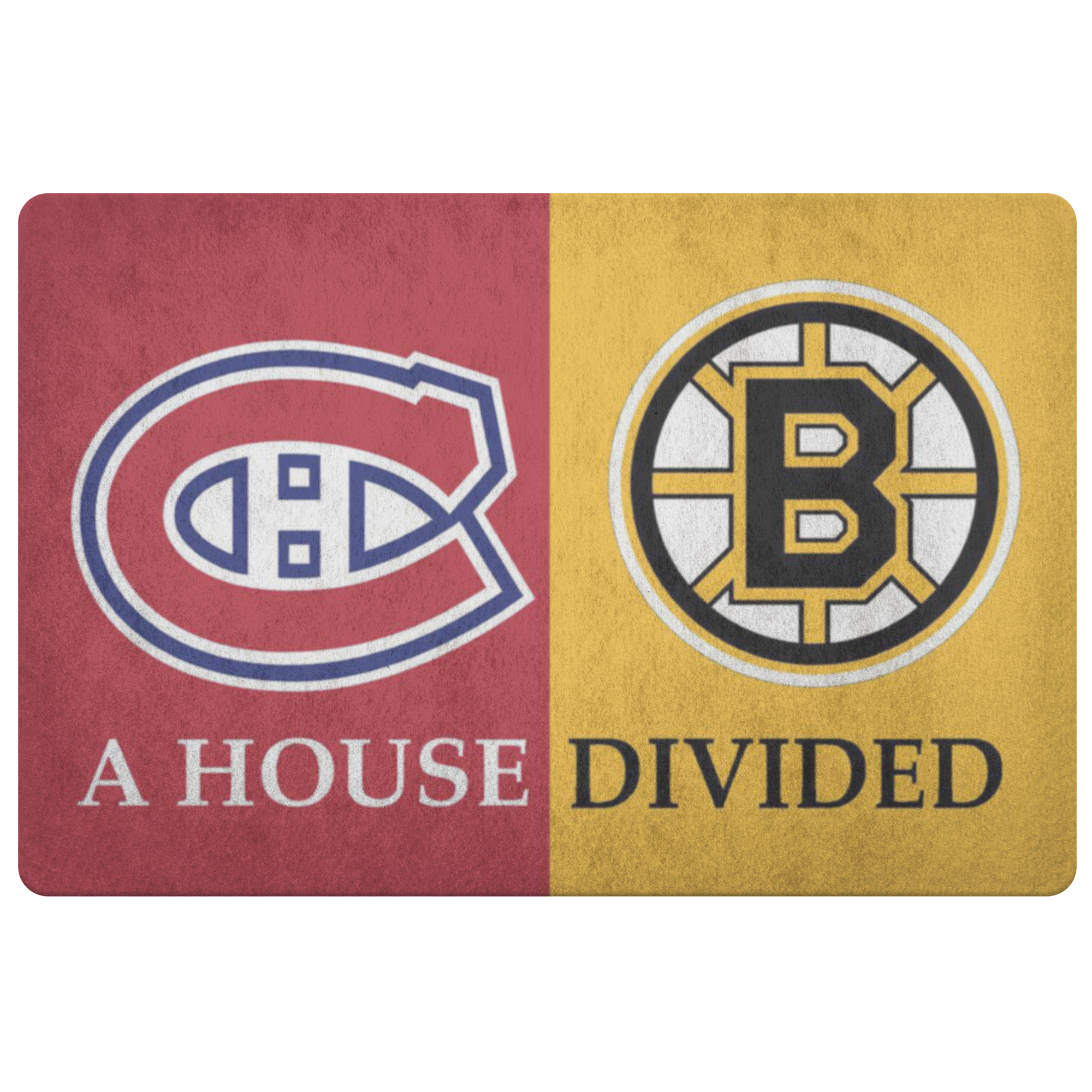 Details About House Divided Man Cave Welcome Mat Bruins Montreal Canadiens Doormat