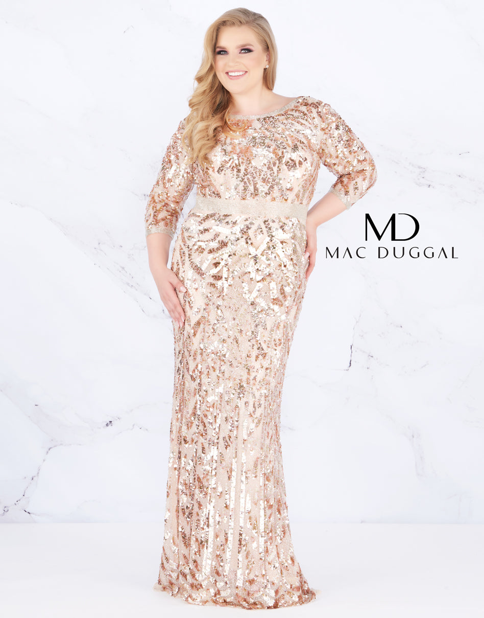 mac duggal rose gold dress