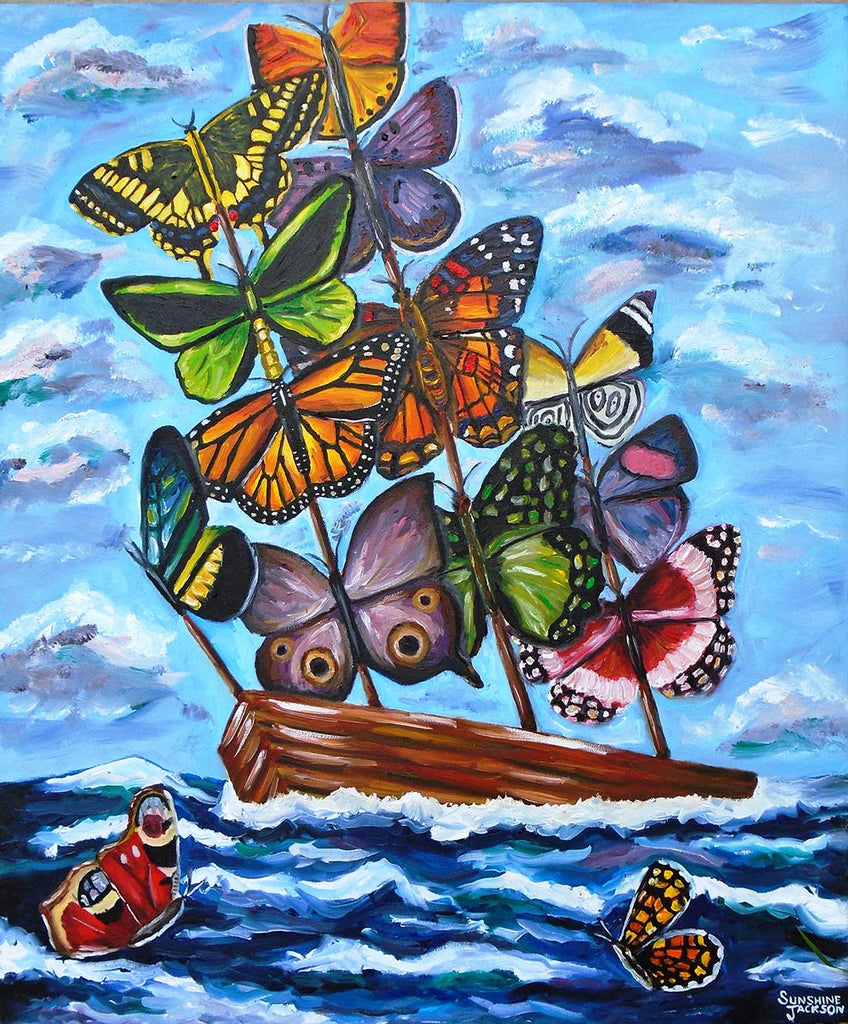 Корабль бабочка или рыба 8 букв. Сальвадор дали корабль. Сальвадор дали бабочки. Дали корабль с бабочками. Картина корабль с бабочками.