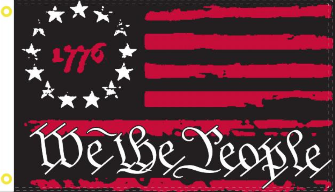 Betsy Ross 1776 We The People Black & Red 12''X18'' Stick Flags - Rough Tex ®100D