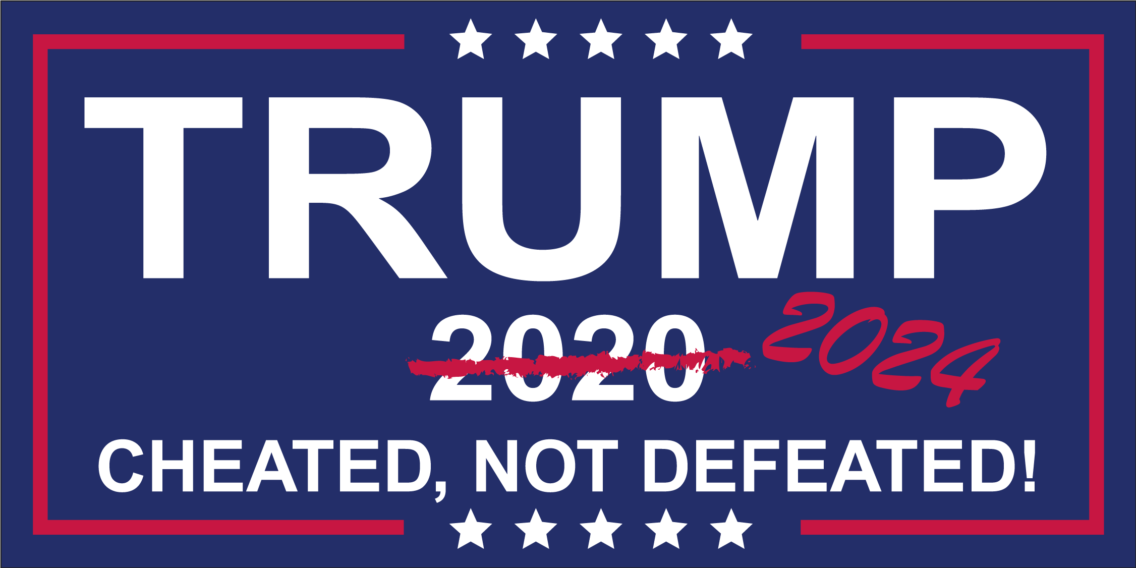 Trump 2024 Cheated Not Defeated Bumper Sticker