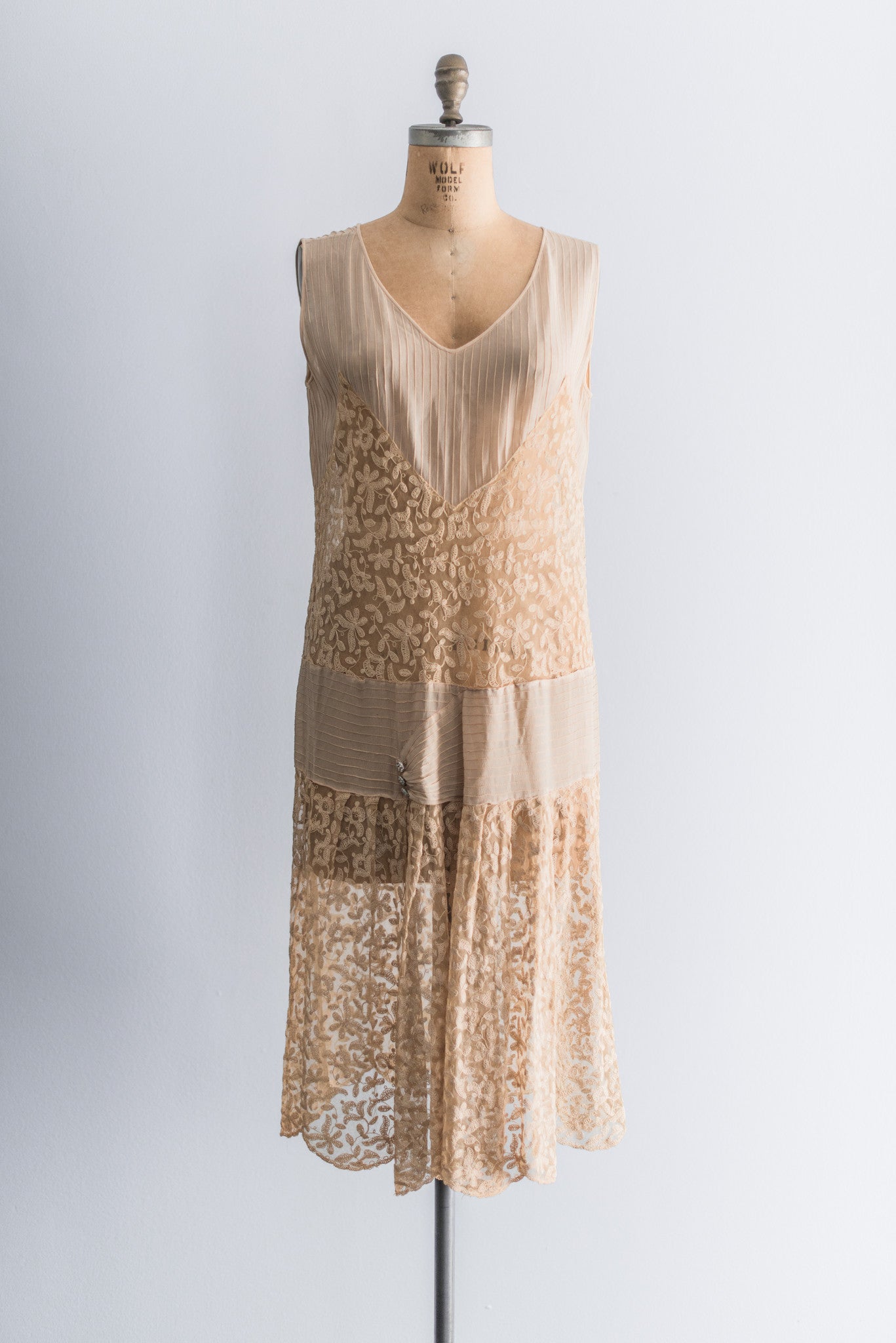 1920s Needlepoint Lace and Silk Chiffon Dress - M/L | G O S S A M E R