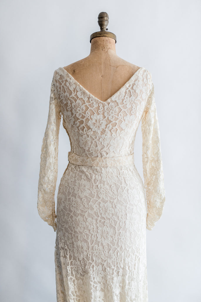1930s Floral Lace Bias Cut Dress - XS/S | G O S S A M E R