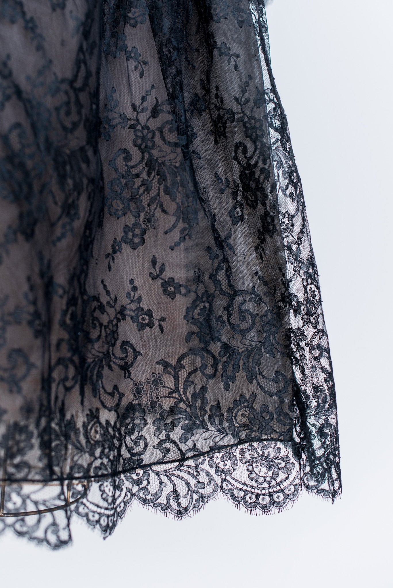 1950s Black Silk Chantilly Lace Dress - S | G O S S A M E R