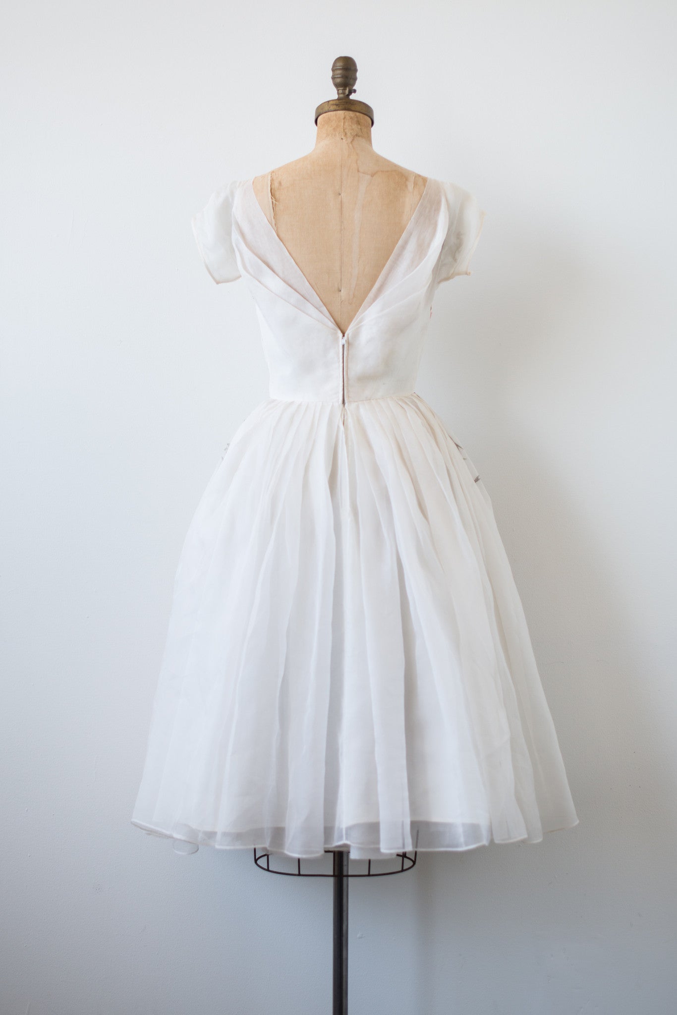 1950s Silk Organza Embroidered Dress - S - G O S S A M E R