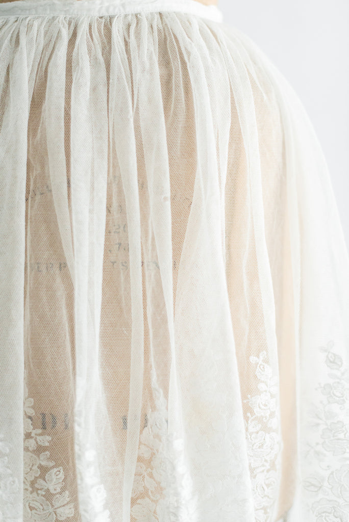 Antique Sheer Lace Slip Skirt - XS | G O S S A M E R