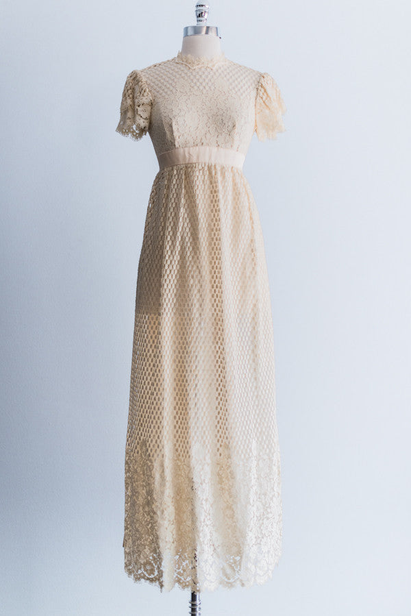 1970's Emma Domb Lace Crochet Dress - XS | G O S S A M E R