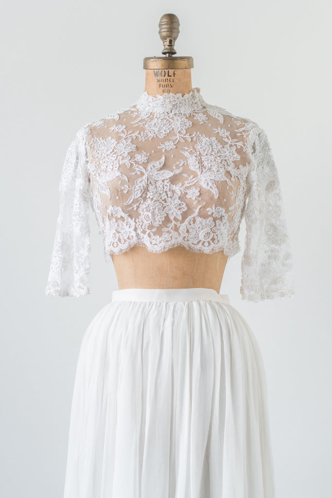 RENTAL Lace Crop Top and Silk Skirt Combo - XS/S | G O S S A M E R