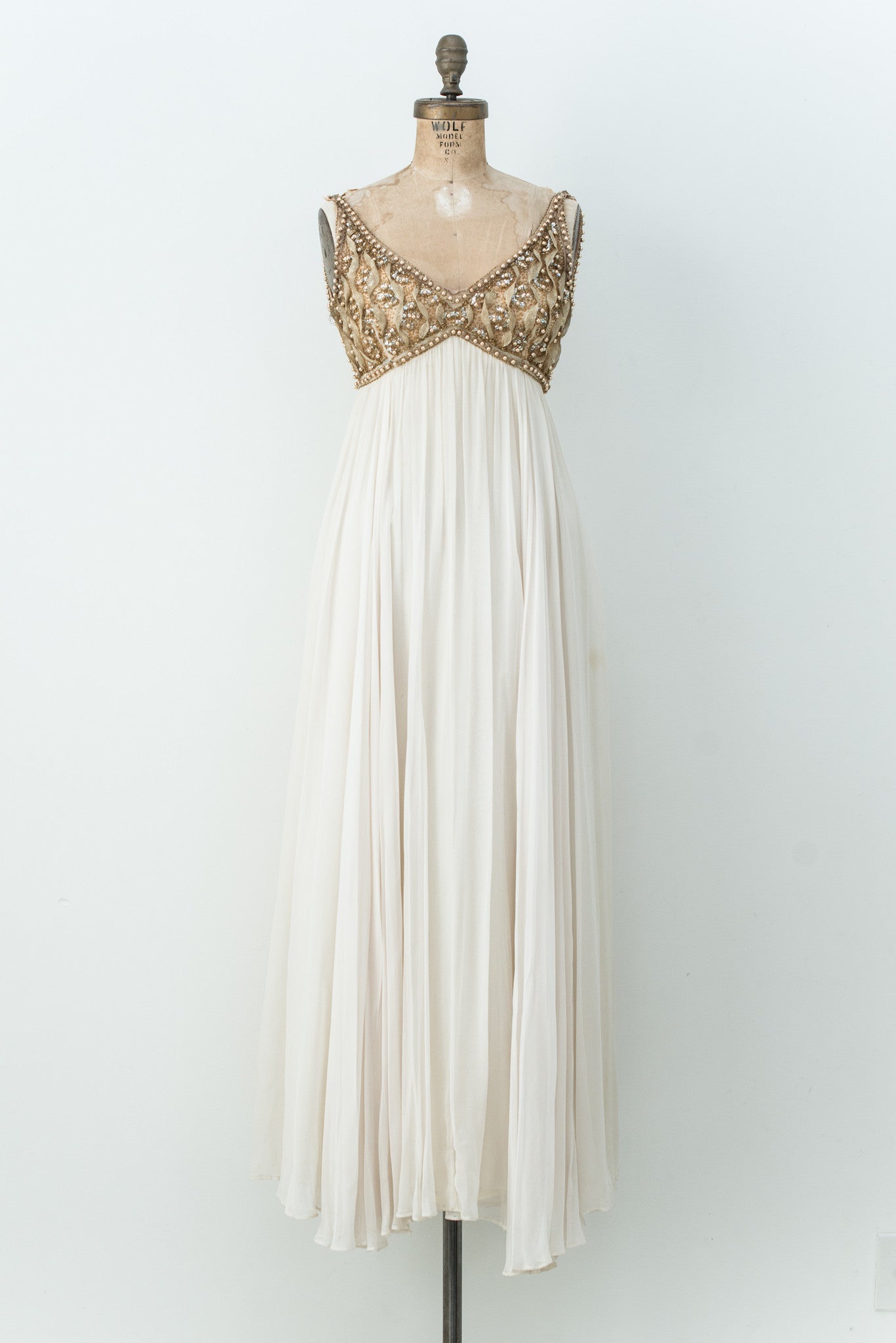 1960s Empire Chiffon and Sequined Gown - XS